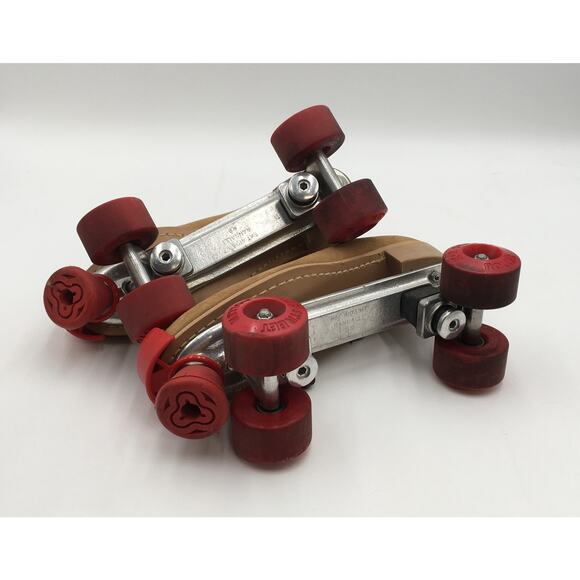 Vintage Tan Suede Riedell Roller Skates Rannalli Plate  KR Street Wheels Size 11 - Picture 6 of 9